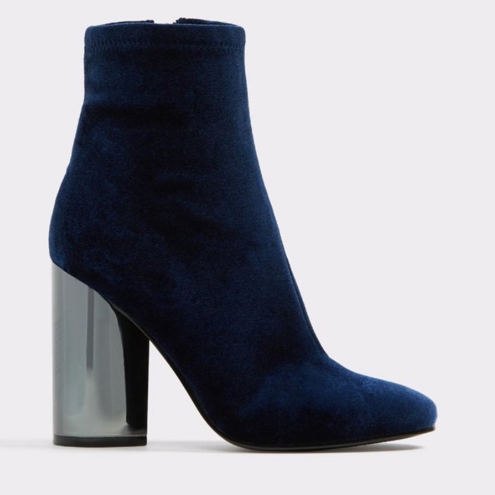 ALDO Blue Cassiedie Metallic Velvet Ankle Boots